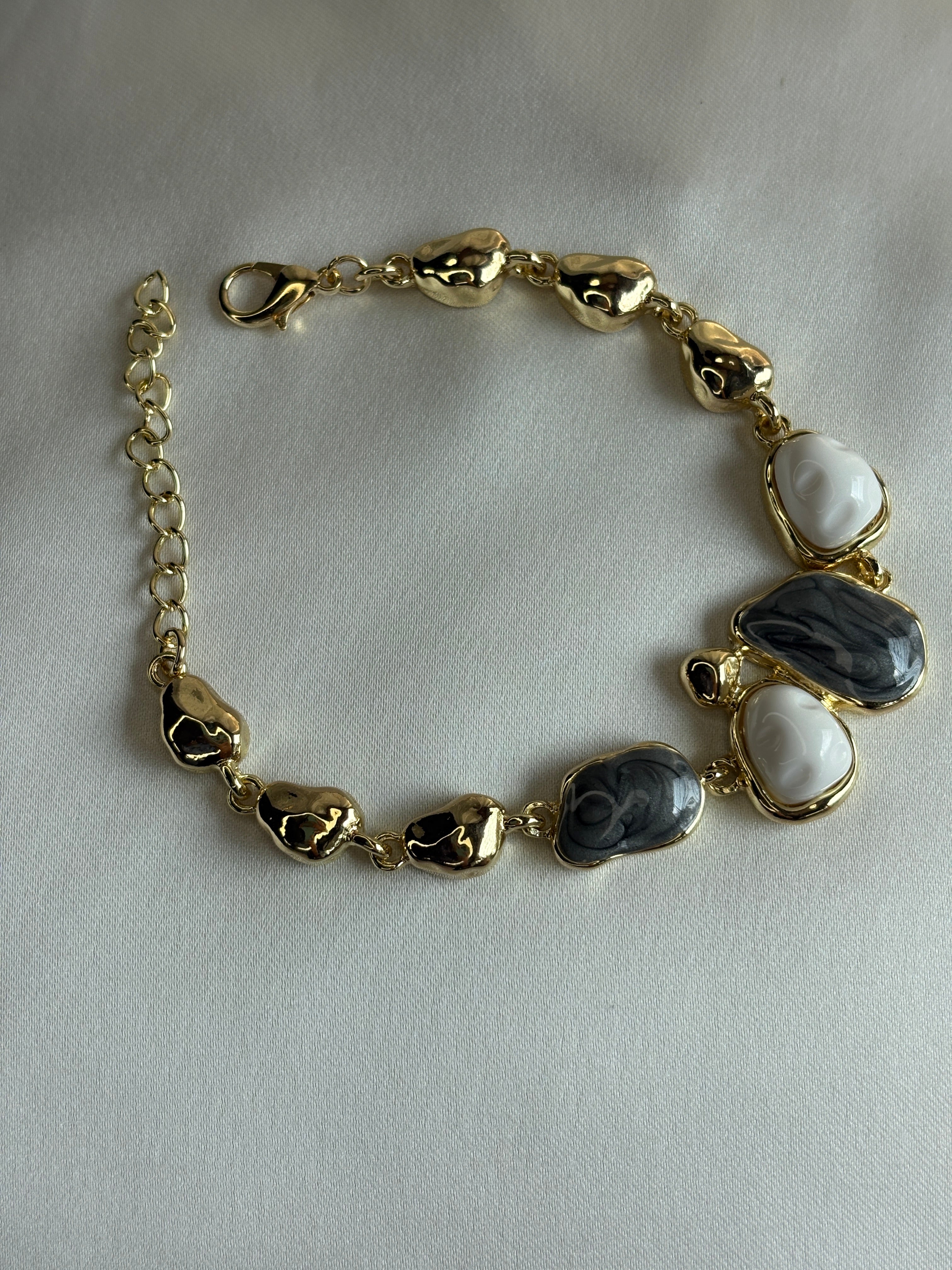 Geometric Stone Link Bracelet