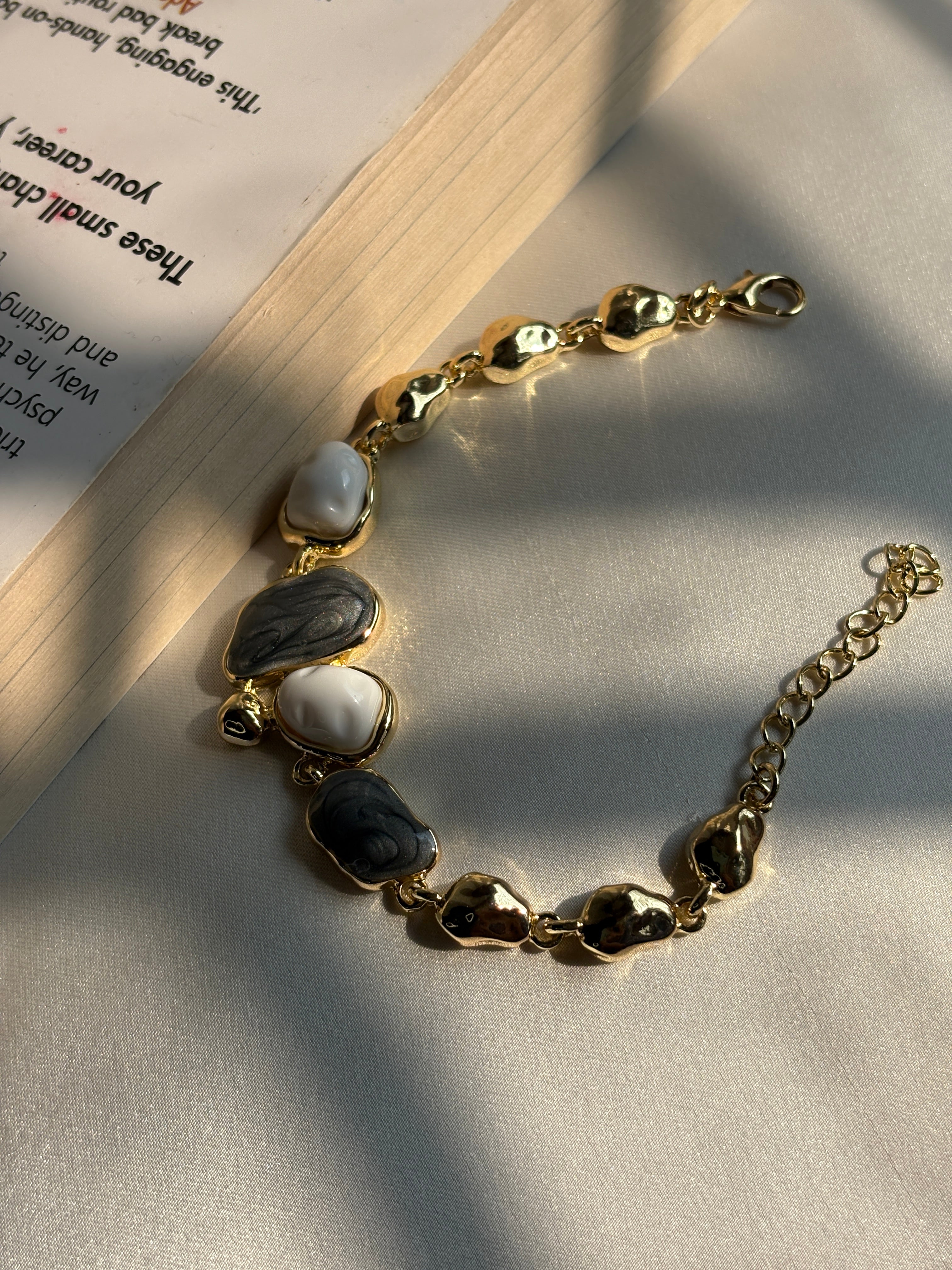 Geometric Stone Link Bracelet