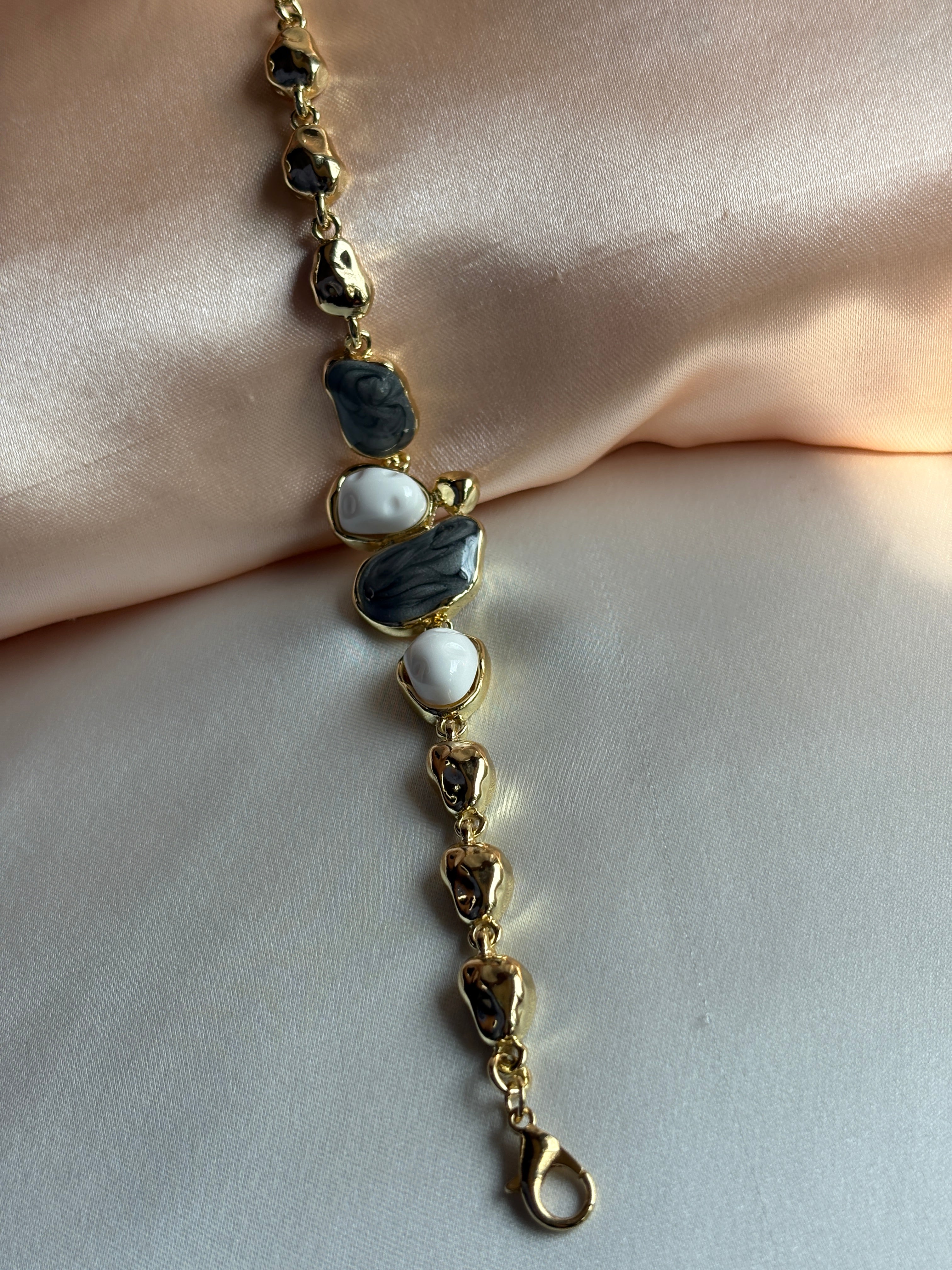 Geometric Stone Link Bracelet