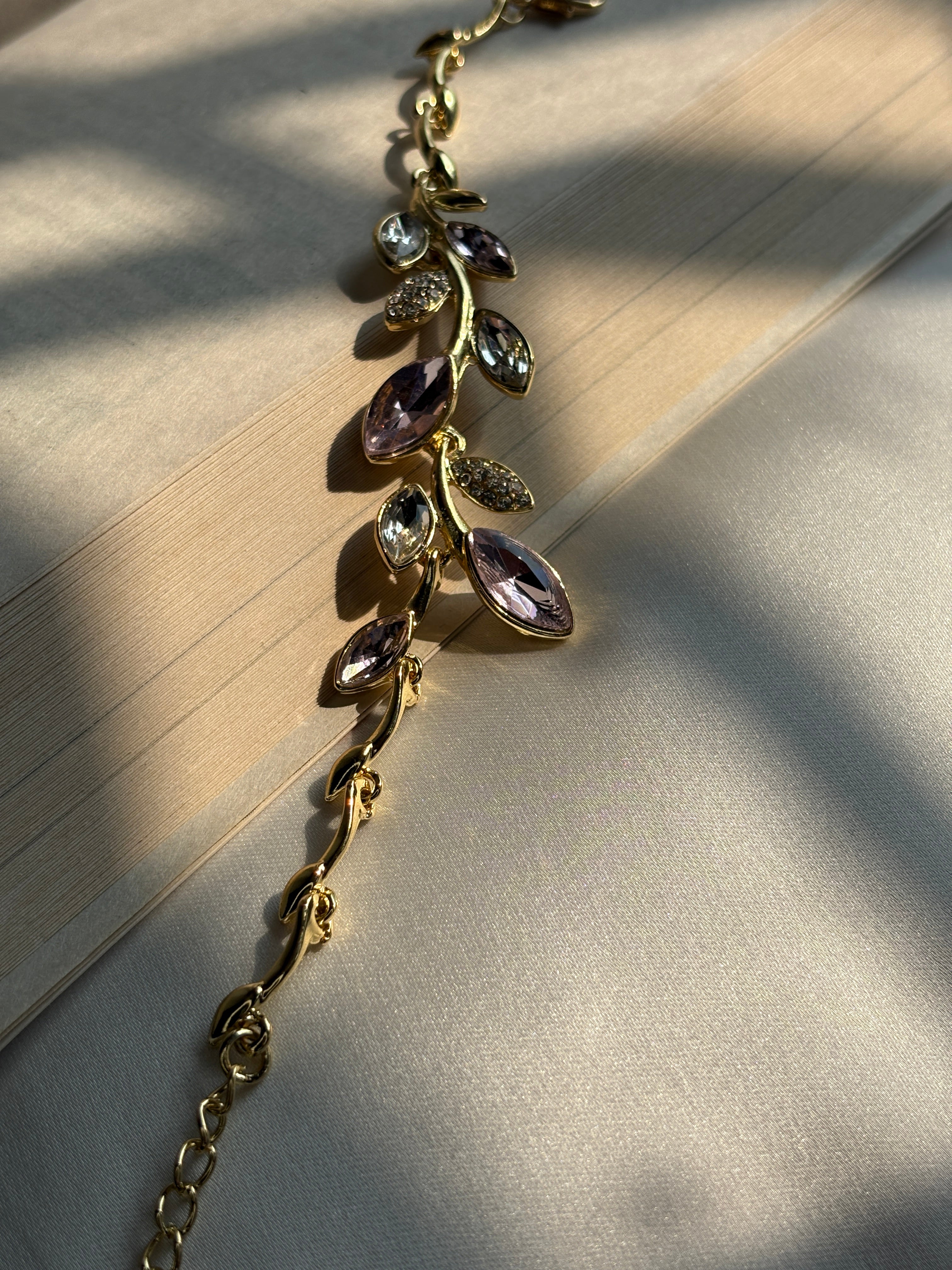 Pink & Clear Stone Vine Bracelet