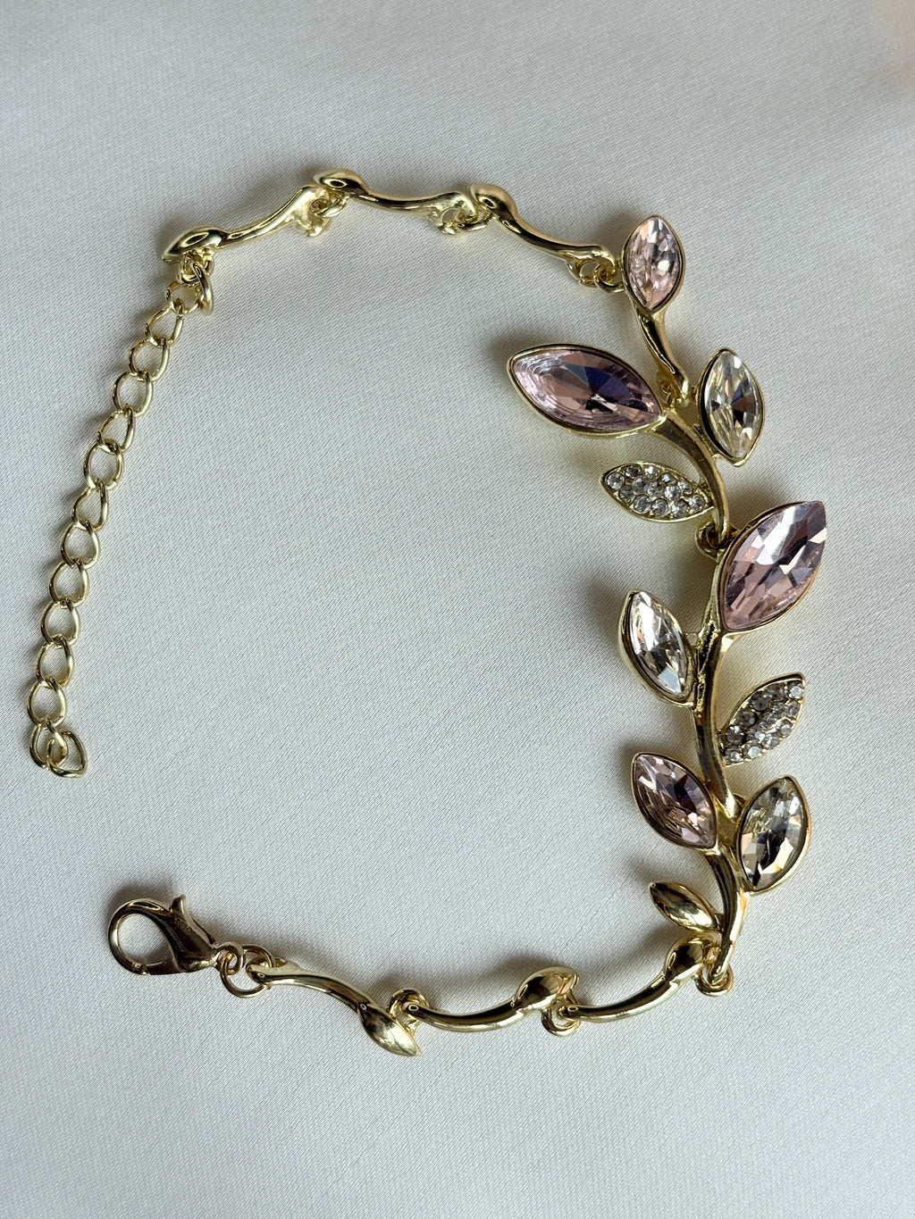 Pink & Clear Stone Vine Bracelet