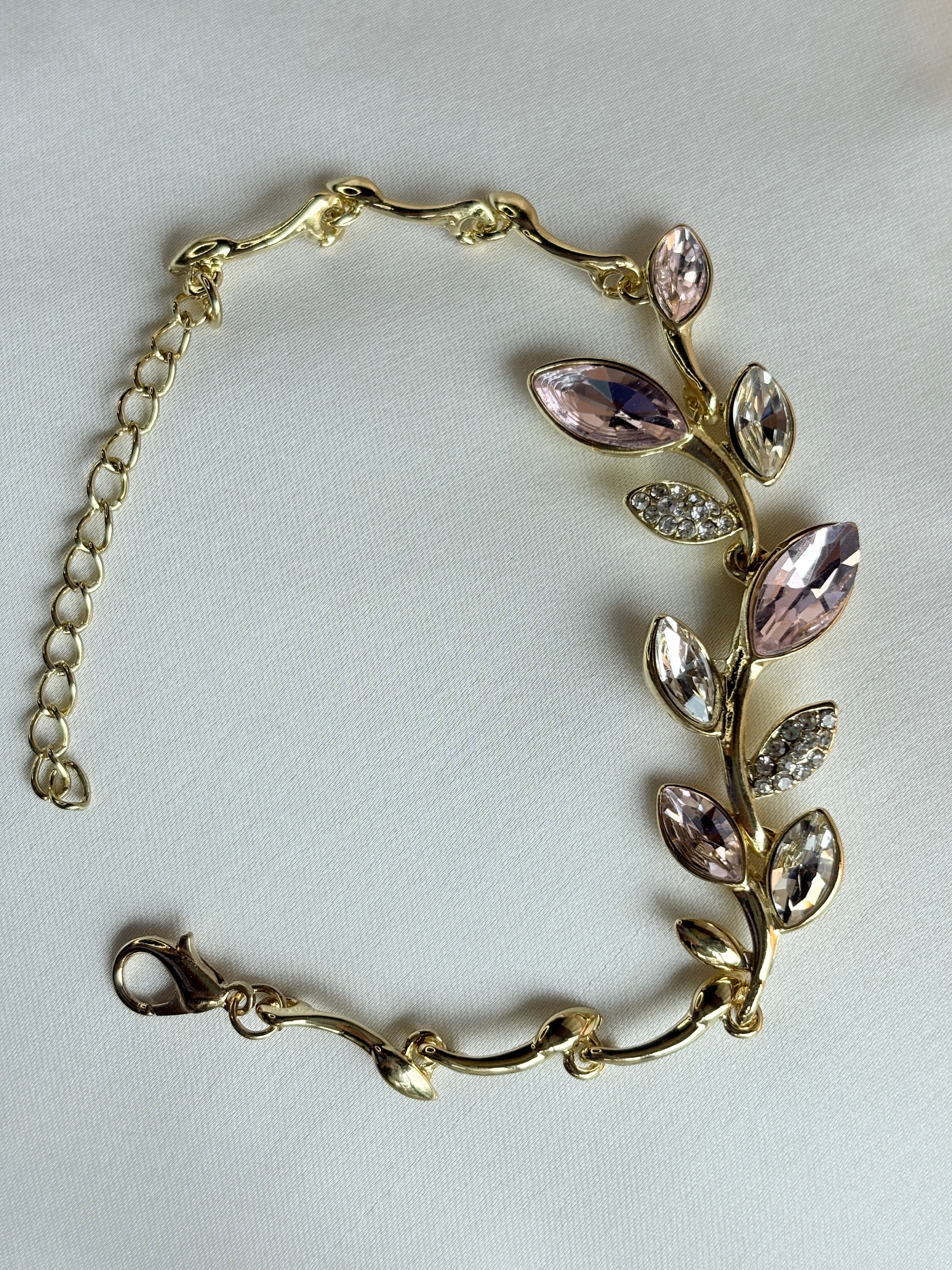 Pink & Clear Stone Vine Bracelet
