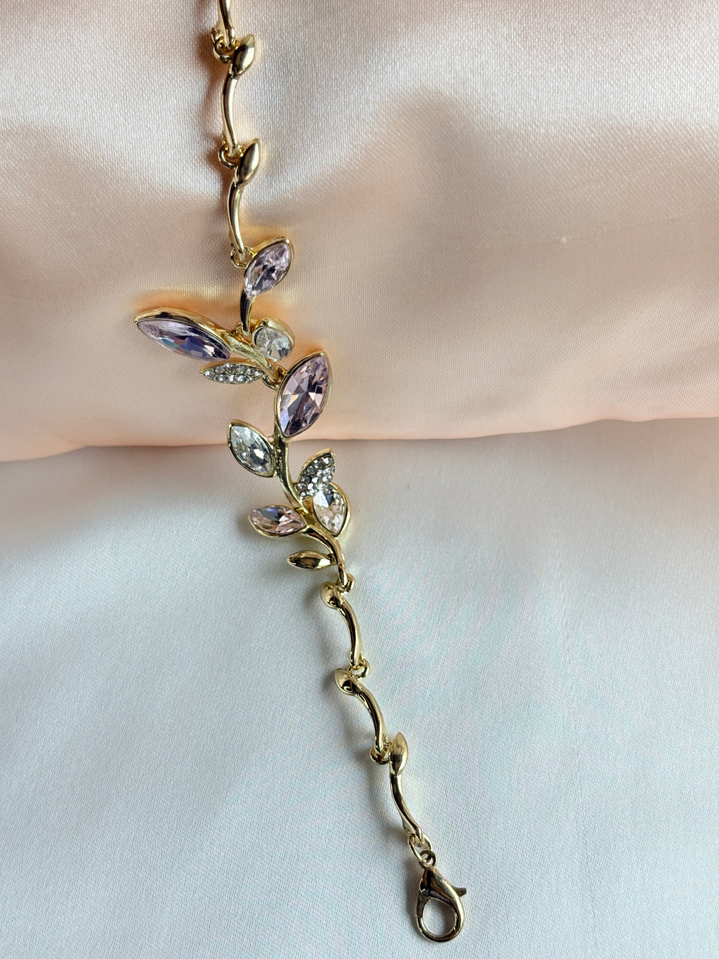 Pink & Clear Stone Vine Bracelet