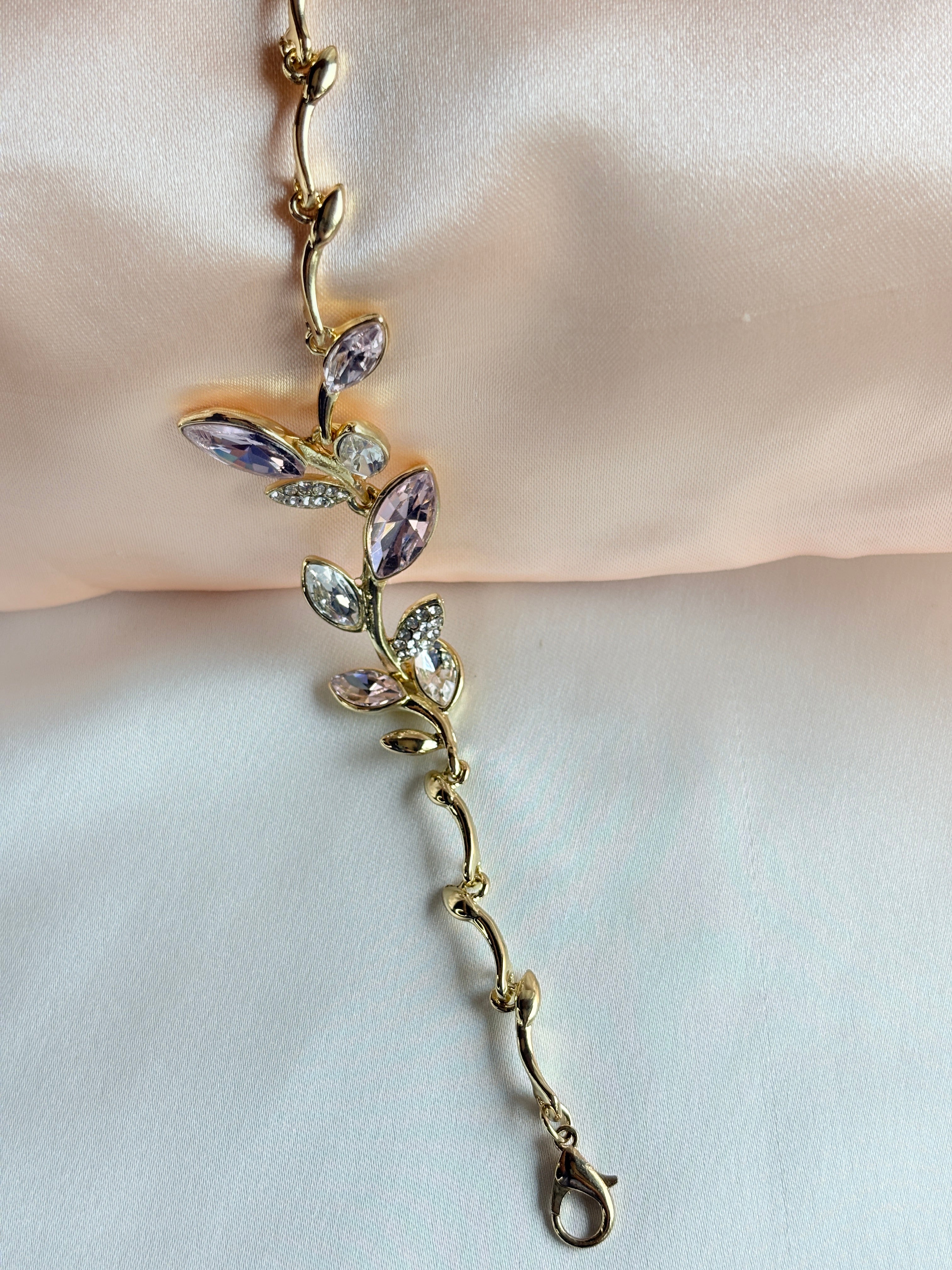Pink & Clear Stone Vine Bracelet