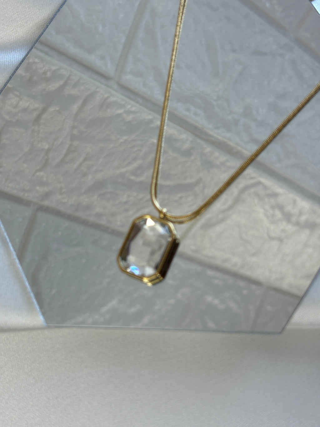 Square Solitaire Pendant Necklace