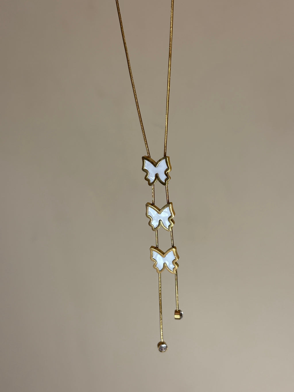 Triple Butterfly Lariat Necklace