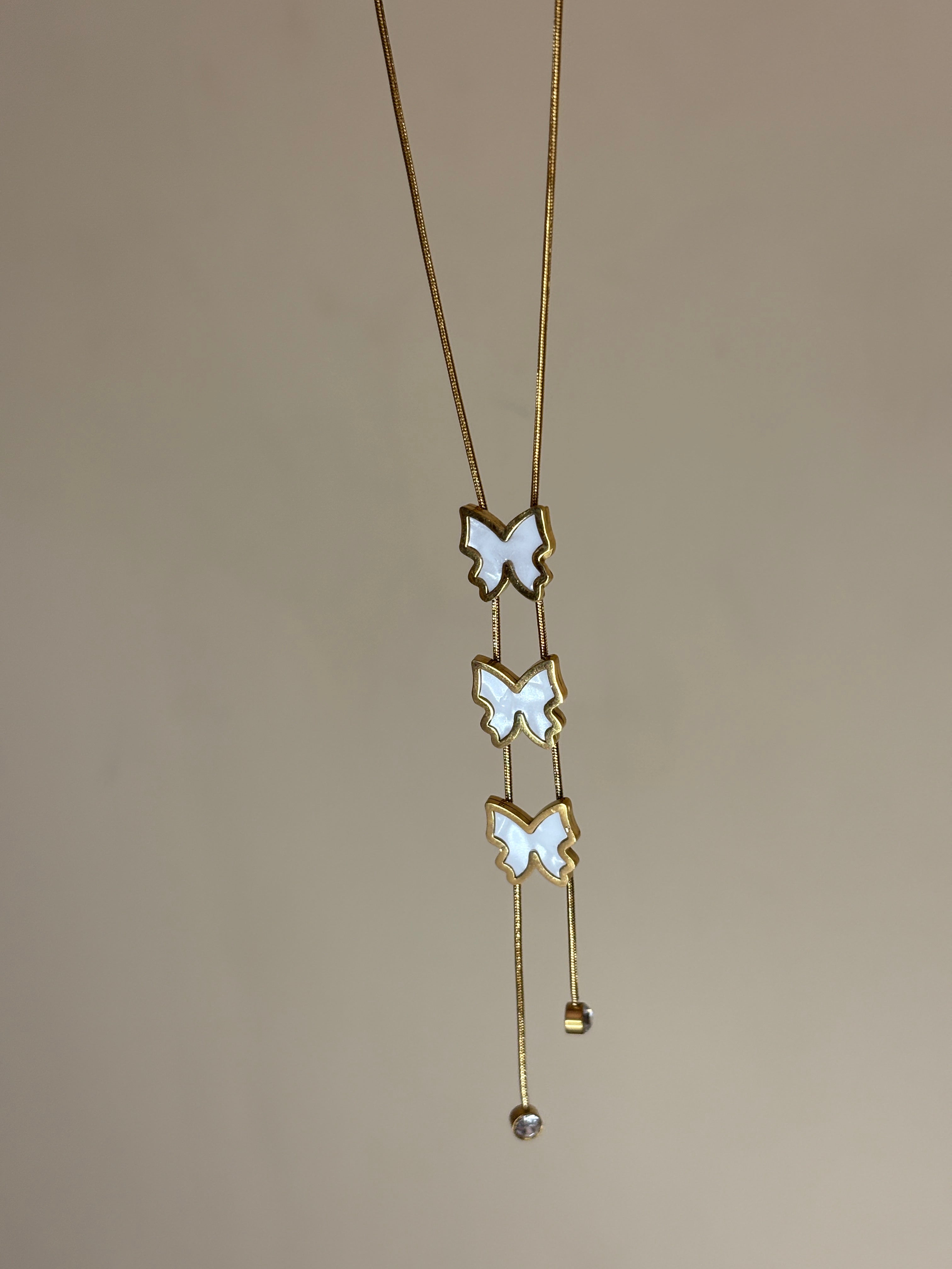 Triple Butterfly Lariat Necklace