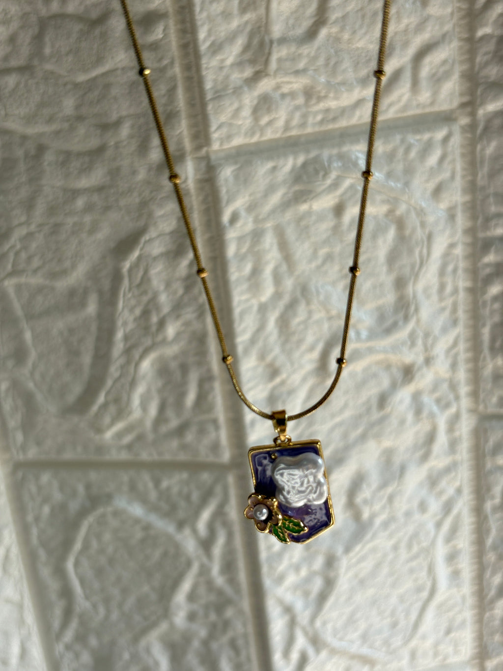 Enamel Flower Pendant Necklace