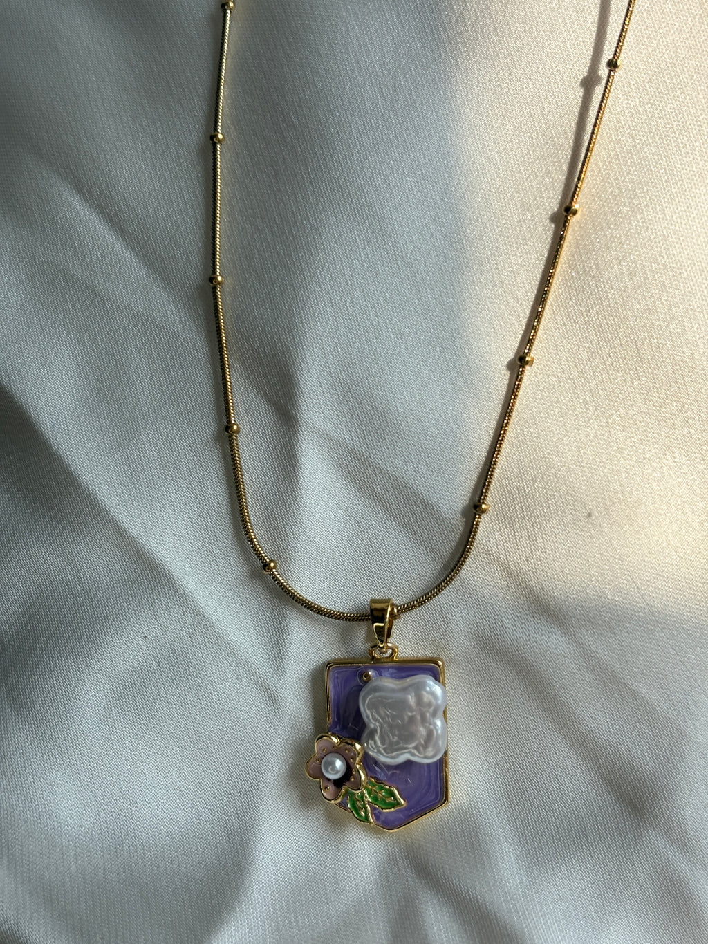 Enamel Flower Pendant Necklace