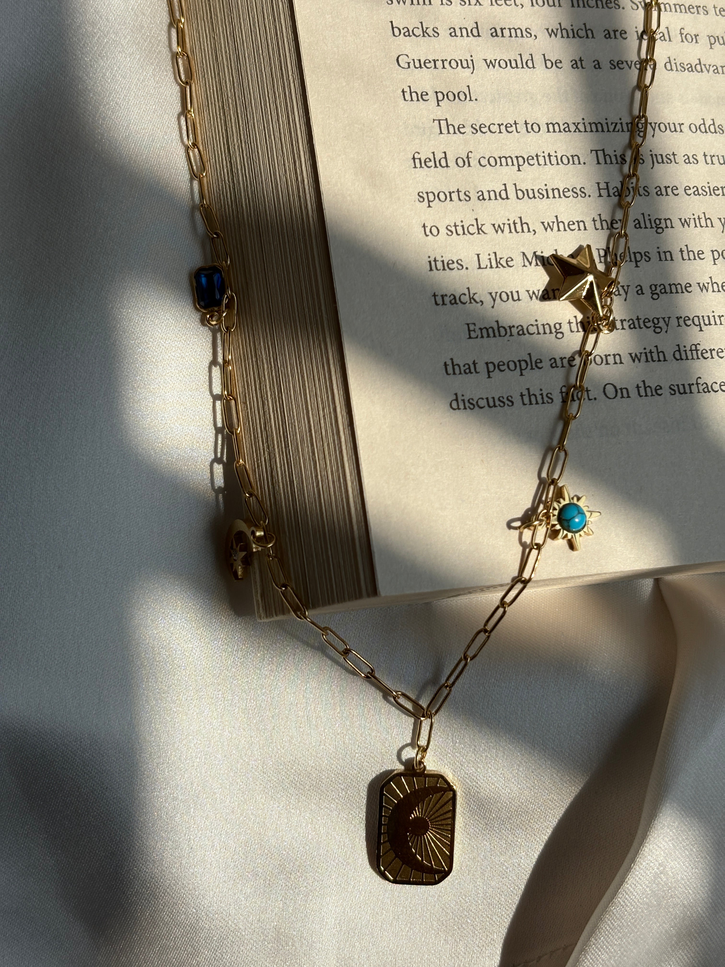 Dainty Multi-Charm Paperclip Chain Necklace