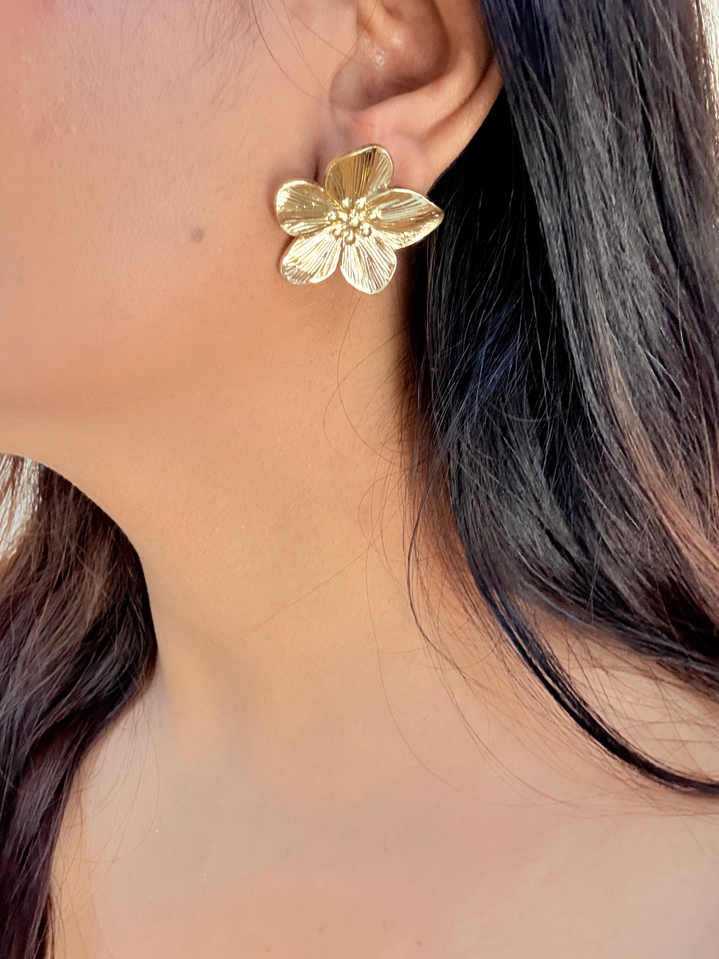 Golden Petal Statement Earring