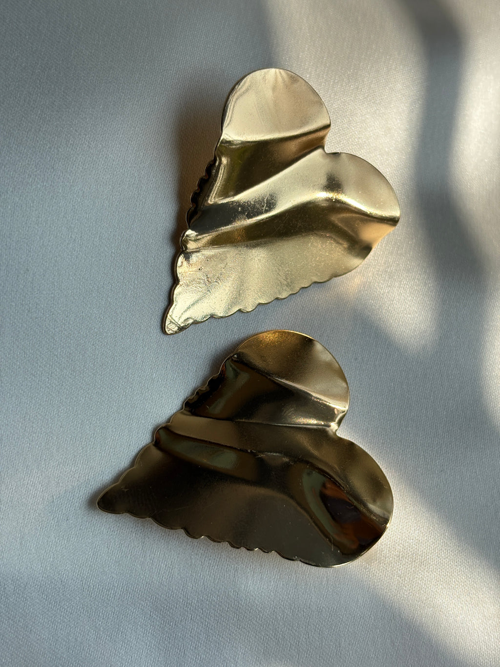 Crinkled Heart Dangle Earrings