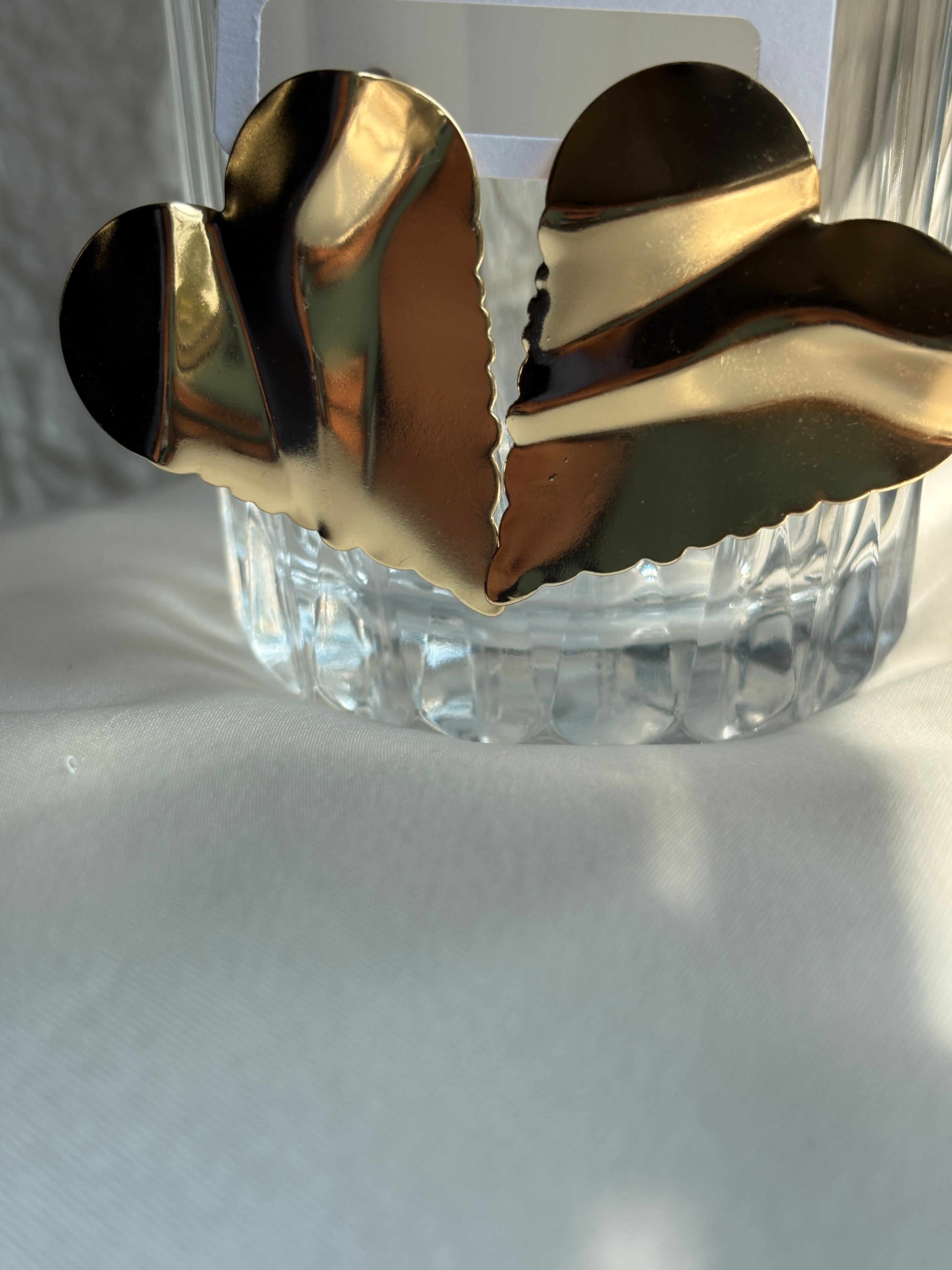 Crinkled Heart Dangle Earrings