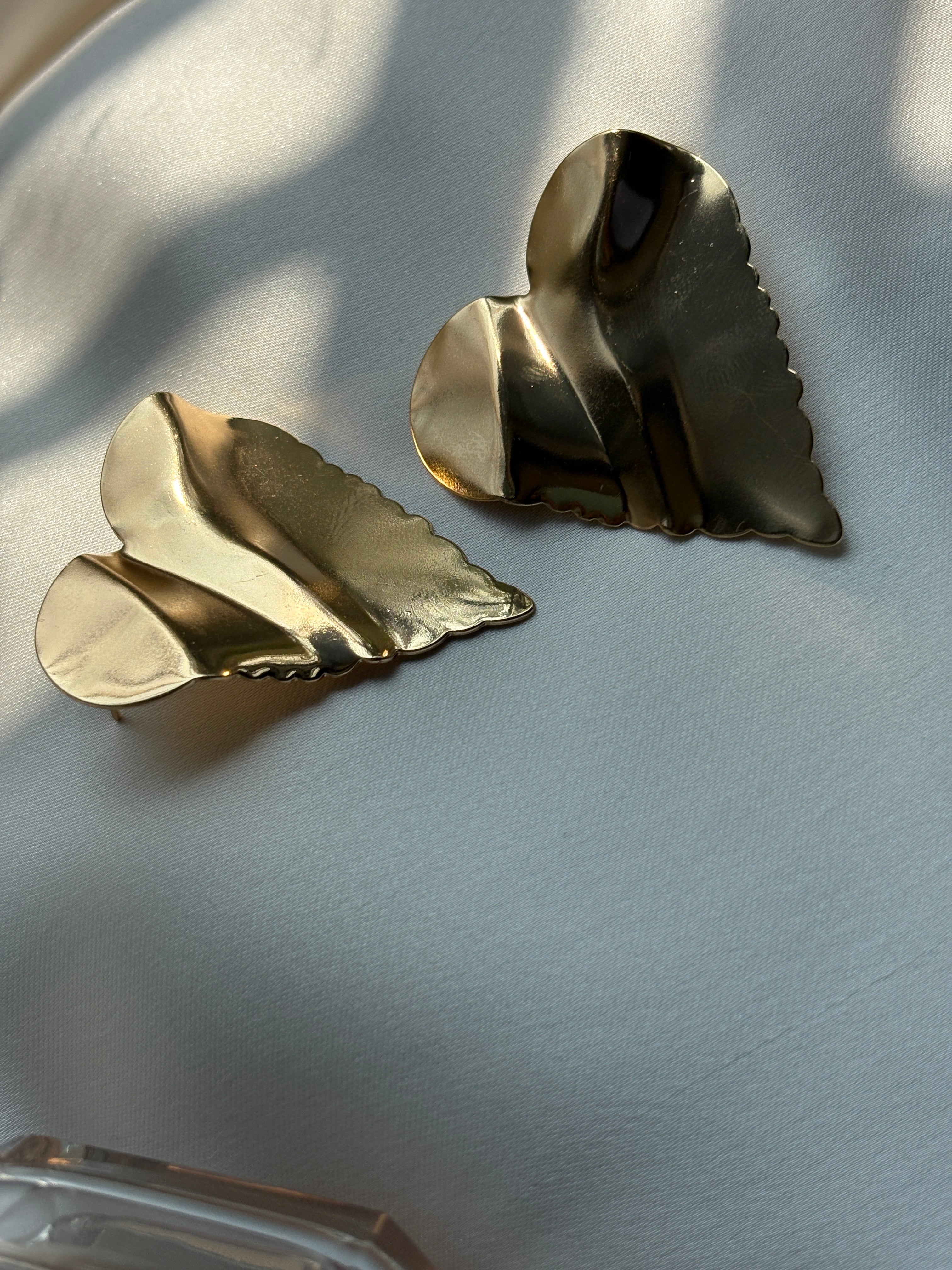 Crinkled Heart Dangle Earrings