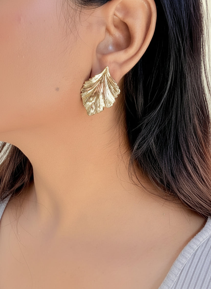 Gold Leaf Statement Earrings