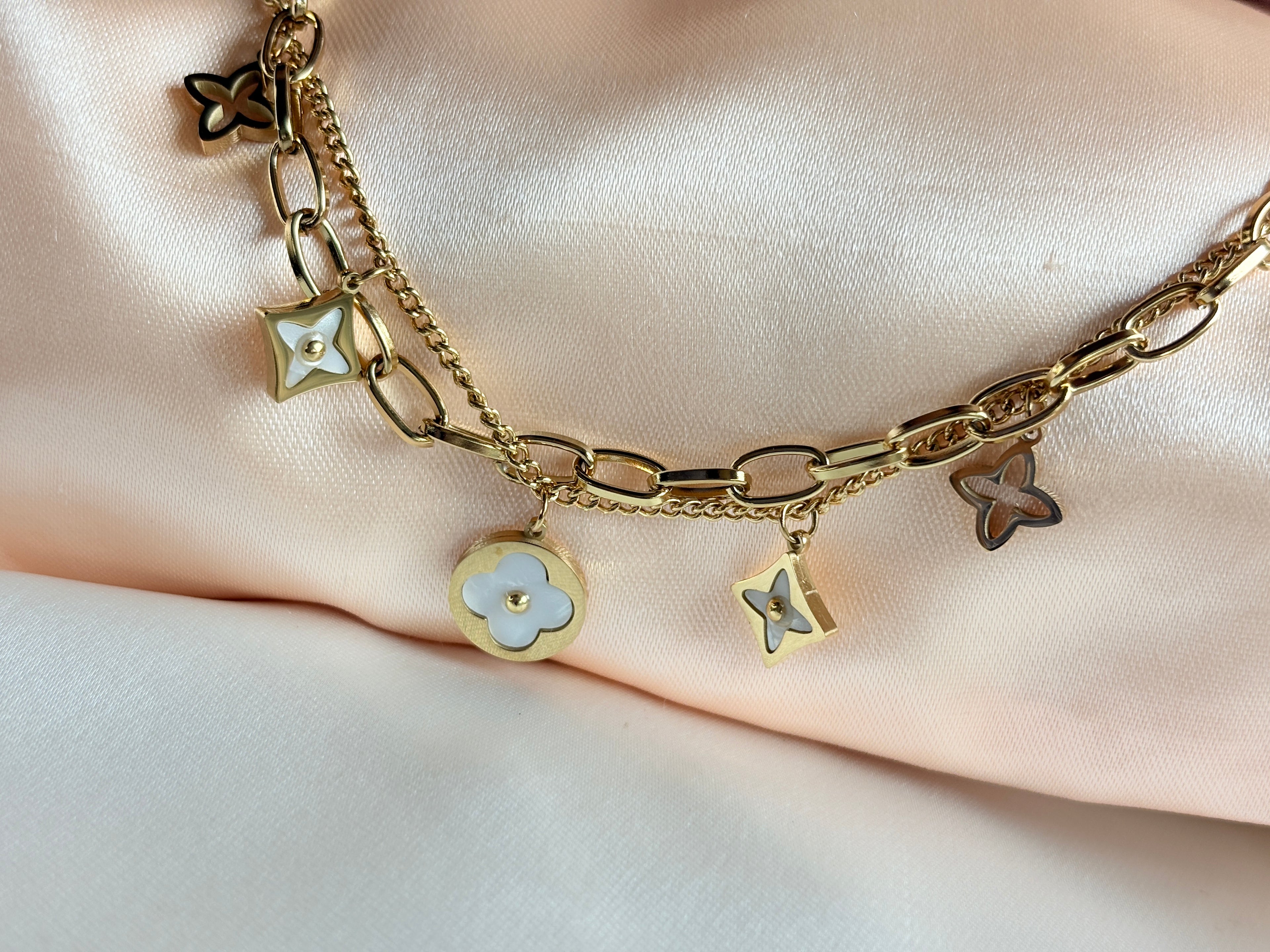 Layered Clover Charm Bracelet