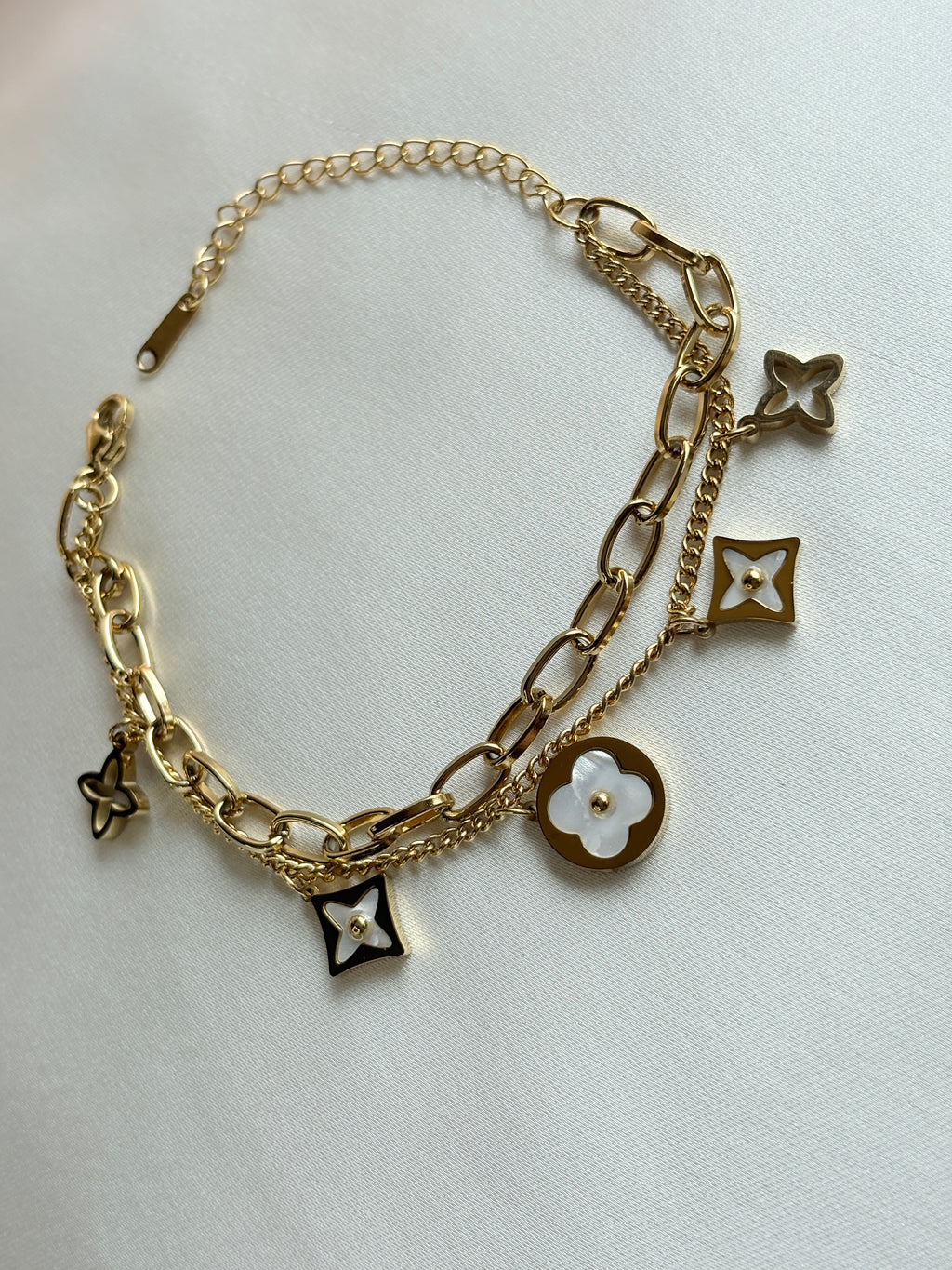 Layered Clover Charm Bracelet