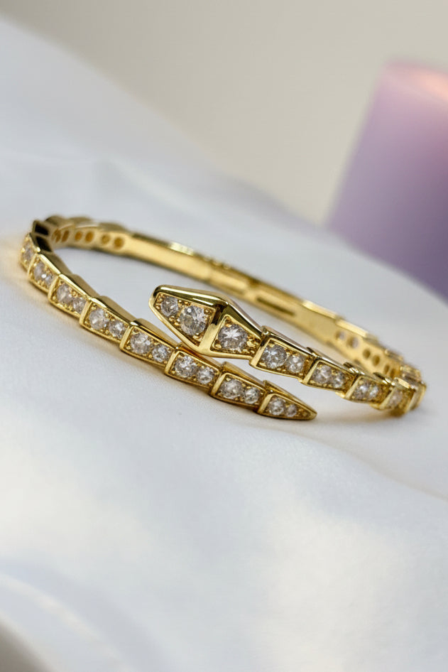 18k Gold Plated Pavé Snake Statement Bracelet