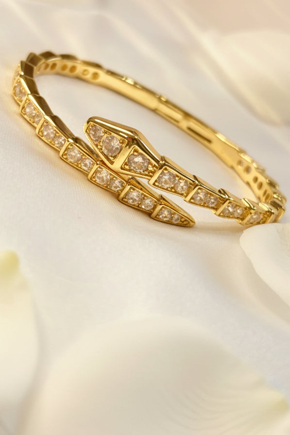 18k Gold Plated Pavé Snake Statement Bracelet