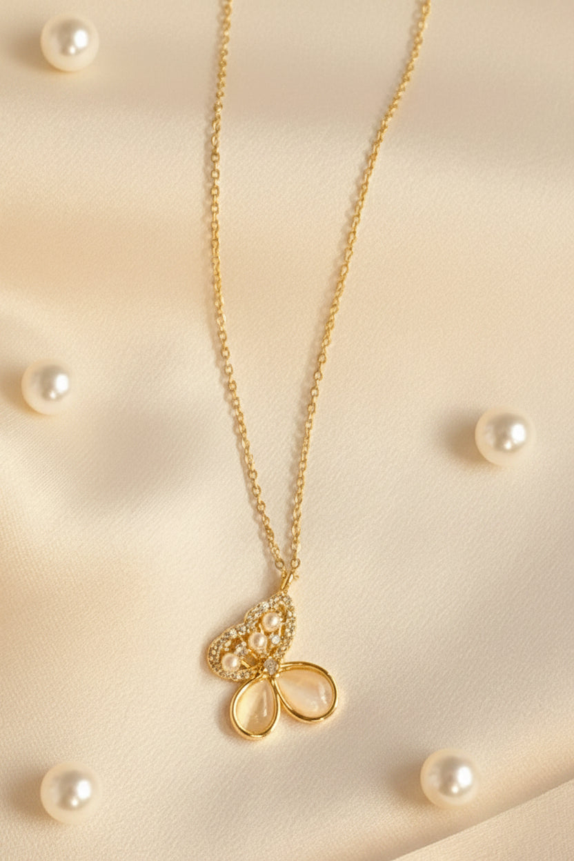 18k Gold Plated Butterfly Pendant & Earrings Set