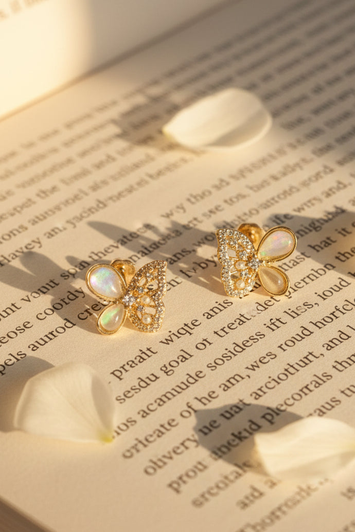 18k Gold Plated Butterfly Pendant & Earrings Set