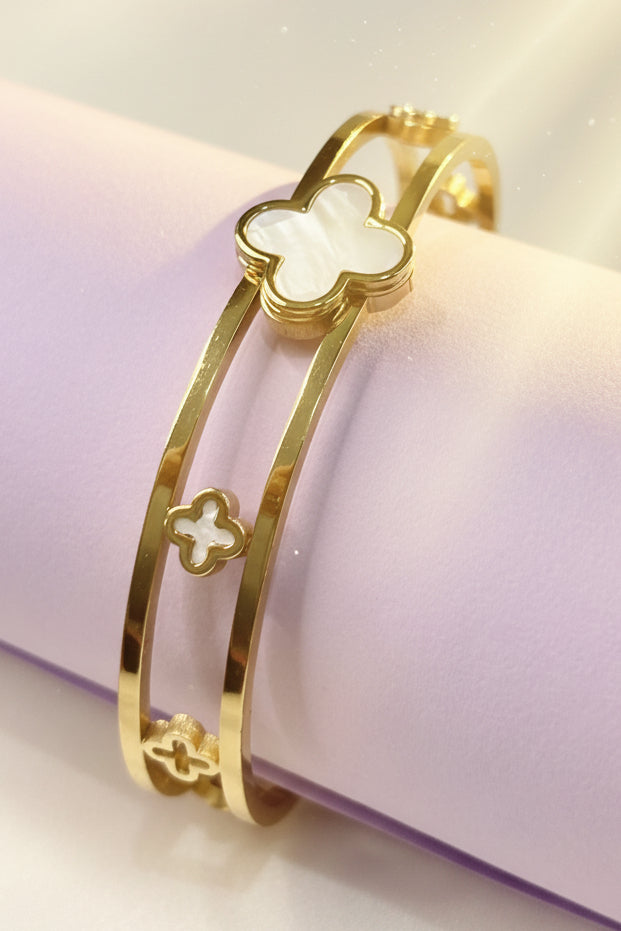 Cutout Clover Anti-Tarnish Bangle Bracelet