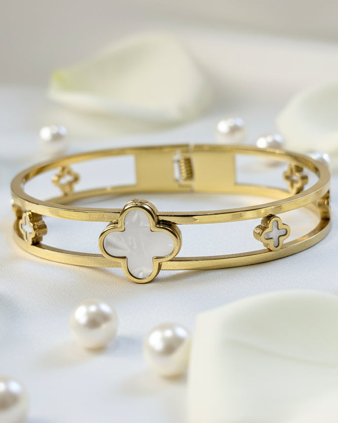 Cutout Clover Anti-Tarnish Bangle Bracelet