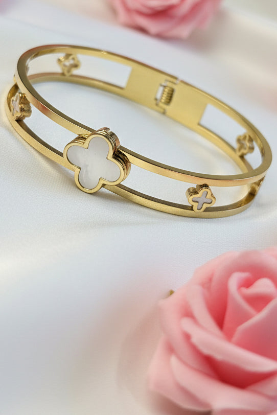 Cutout Clover Anti-Tarnish Bangle Bracelet