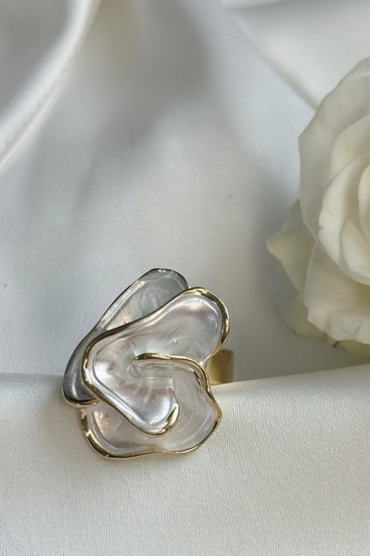 Abstract Enamel Petal Statement Ring