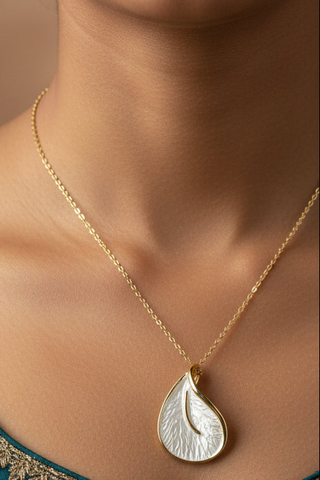 Enamelled Pearl Calla Lily Necklace