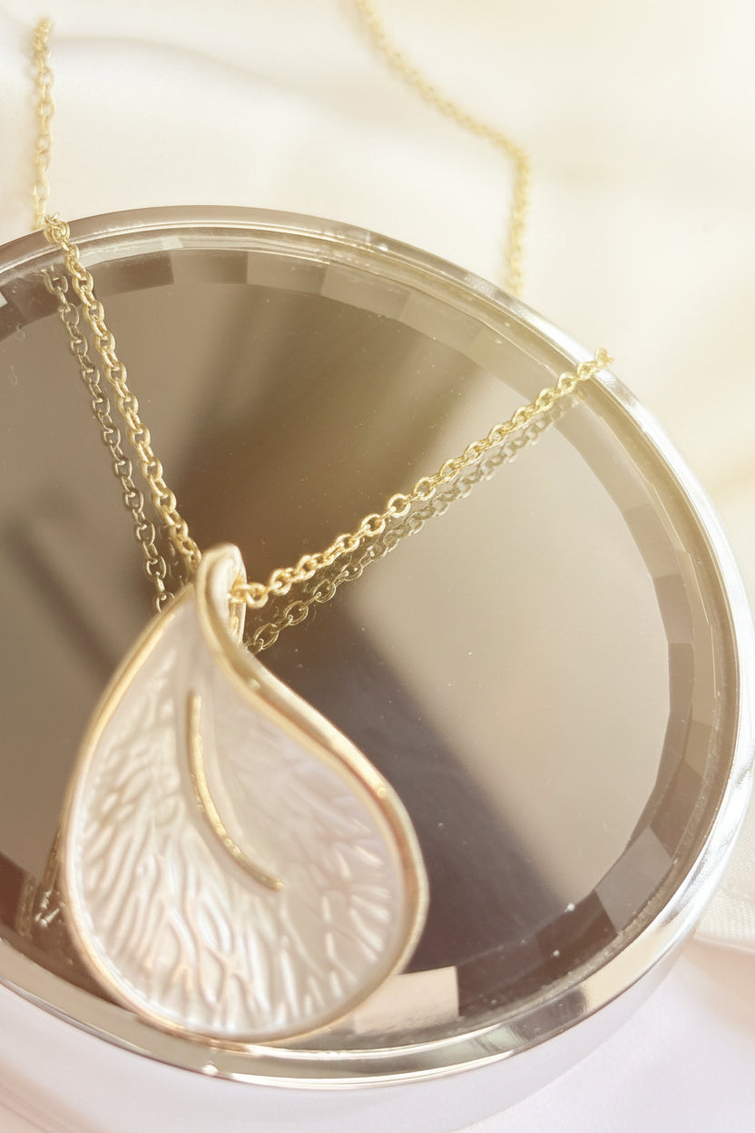 Enamelled Pearl Calla Lily Necklace