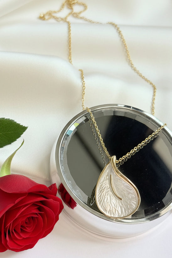 Enamelled Pearl Calla Lily Necklace