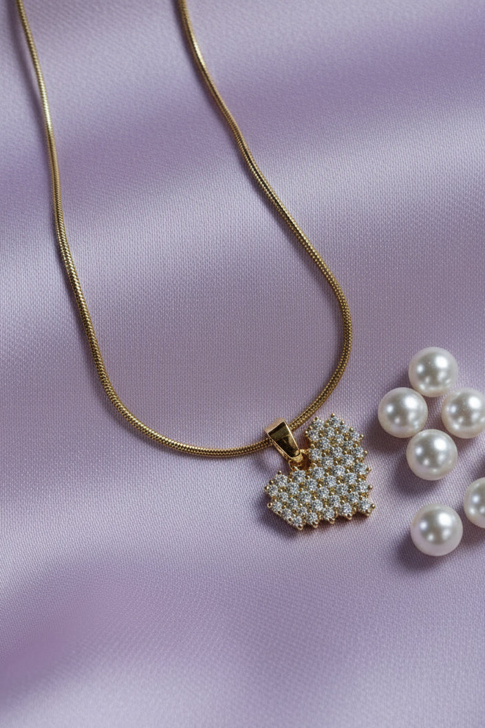 Shimmering Pixel Heart Anti-Tarnish Necklace