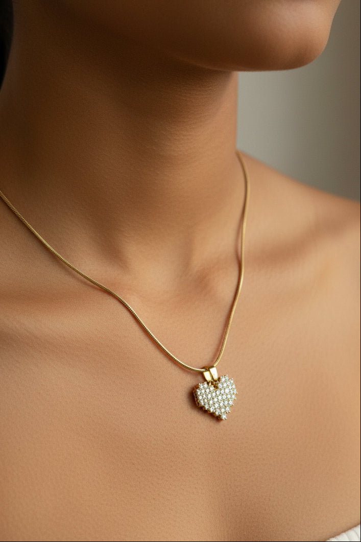 Shimmering Pixel Heart Anti-Tarnish Necklace