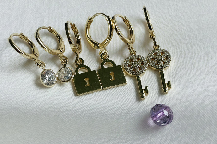 Charm Huggie Earring Set 18k gold plated