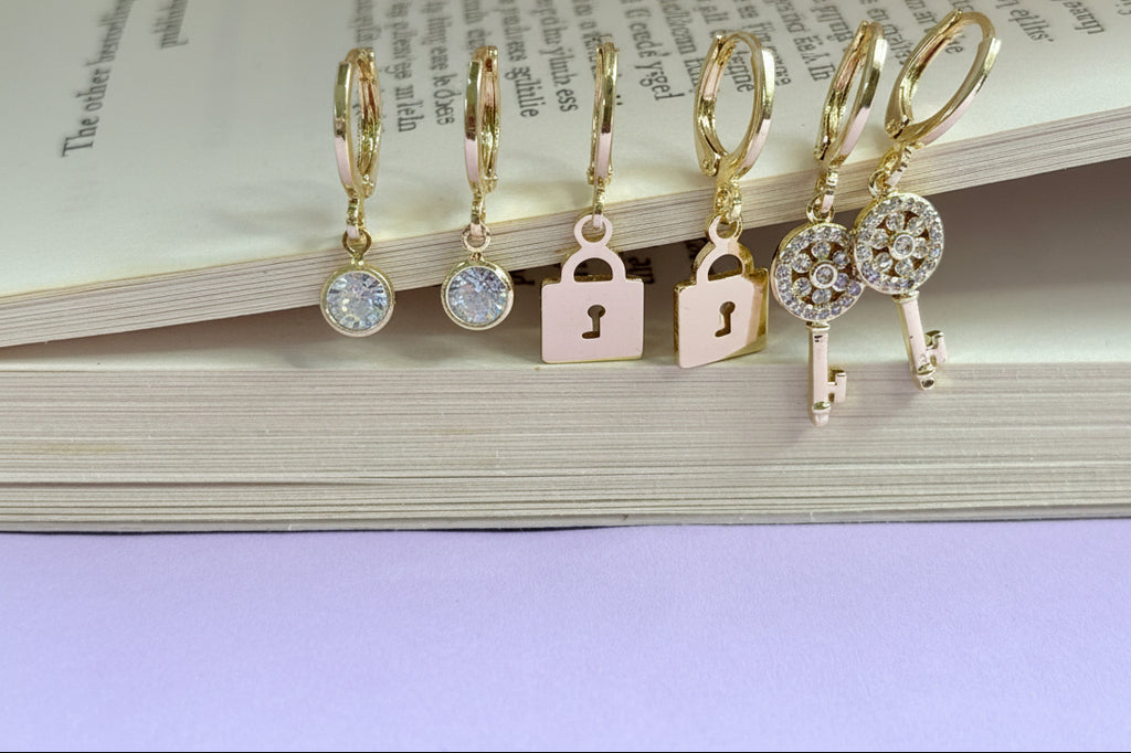 Charm Huggie Earring Set 18k gold plated