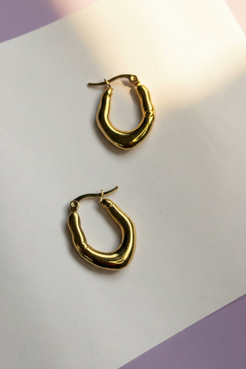 Molten U-Hoop Anti-Tarnish Earrings