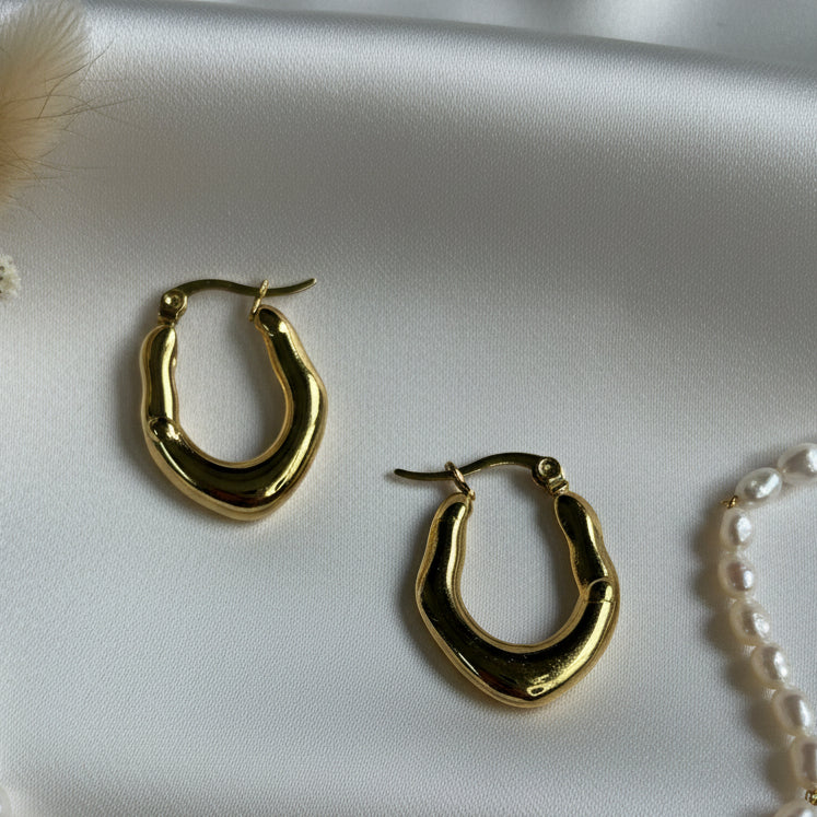 Molten U-Hoop Anti-Tarnish Earrings