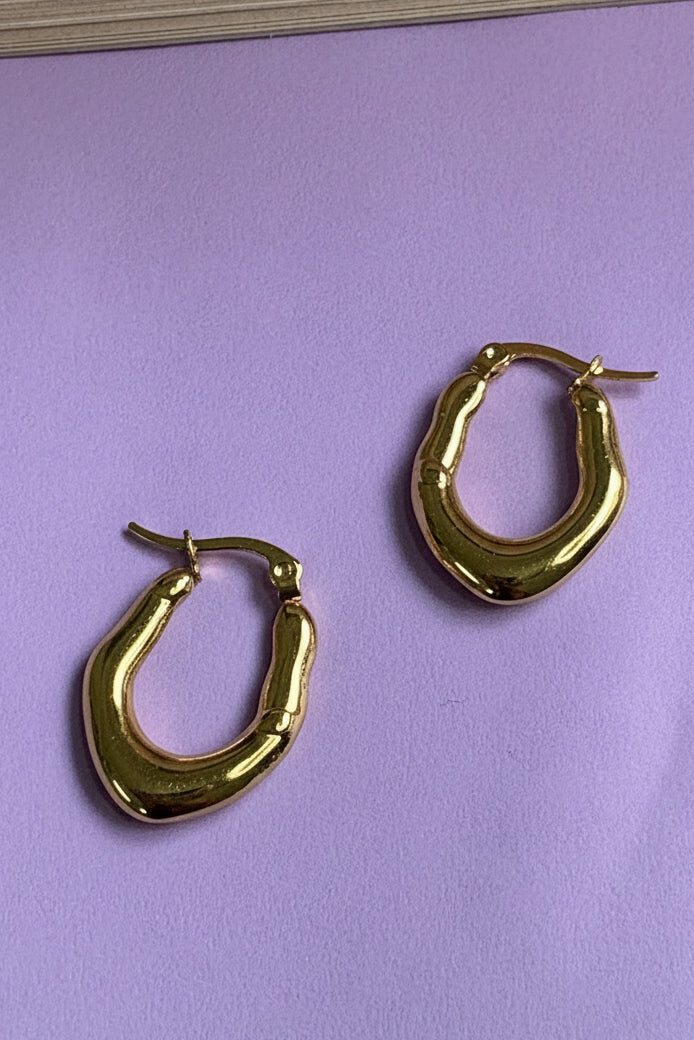 Molten U-Hoop Anti-Tarnish Earrings