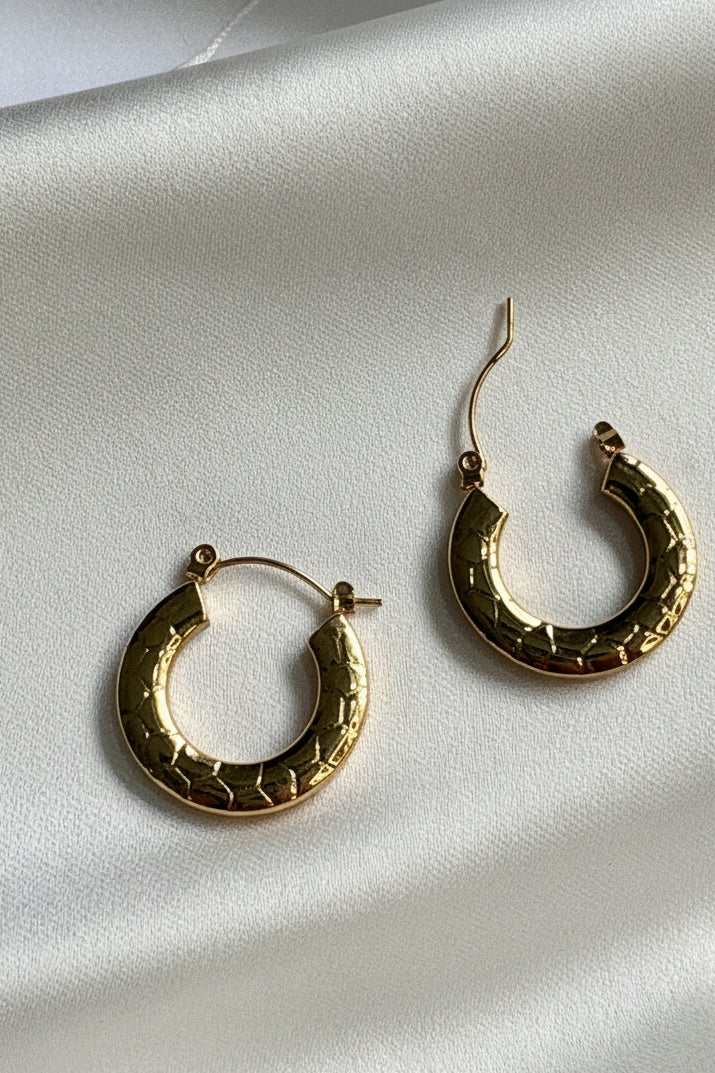 Textured Golden Hoop Anti-Tarnish Earrings