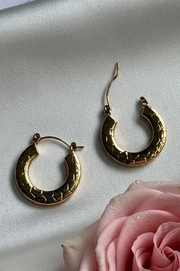 Textured Golden Hoop Anti-Tarnish Earrings
