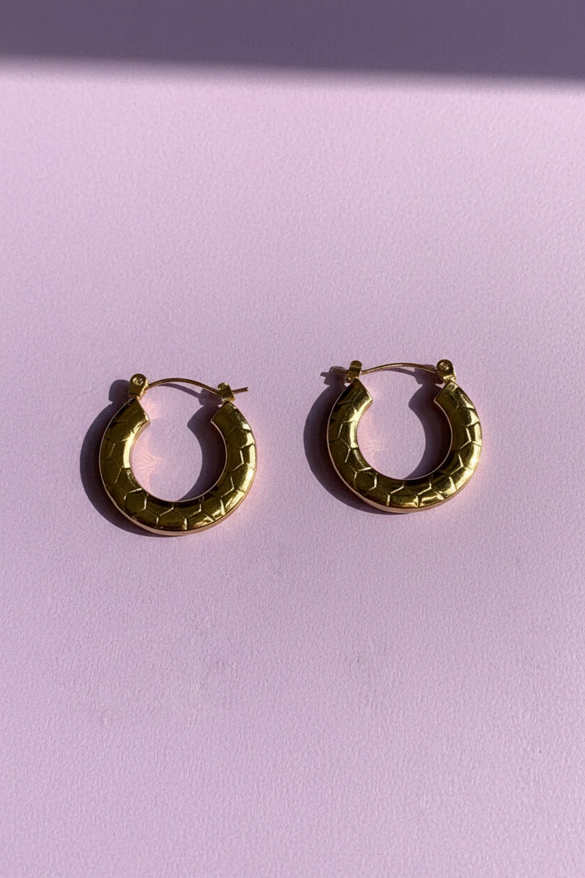 Textured Golden Hoop Anti-Tarnish Earrings