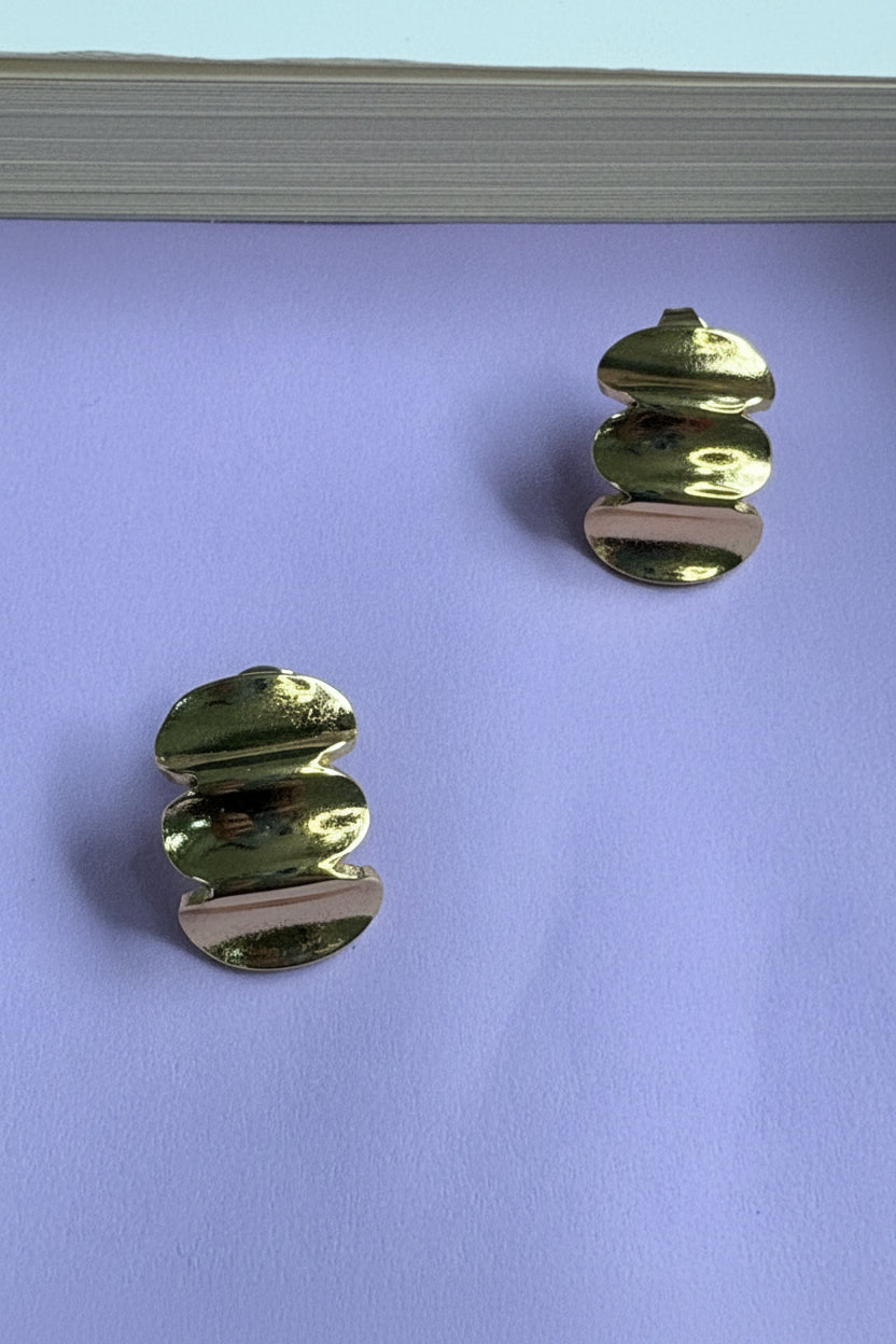 Triple-Tiered Wave Anti-Tarnish Studs
