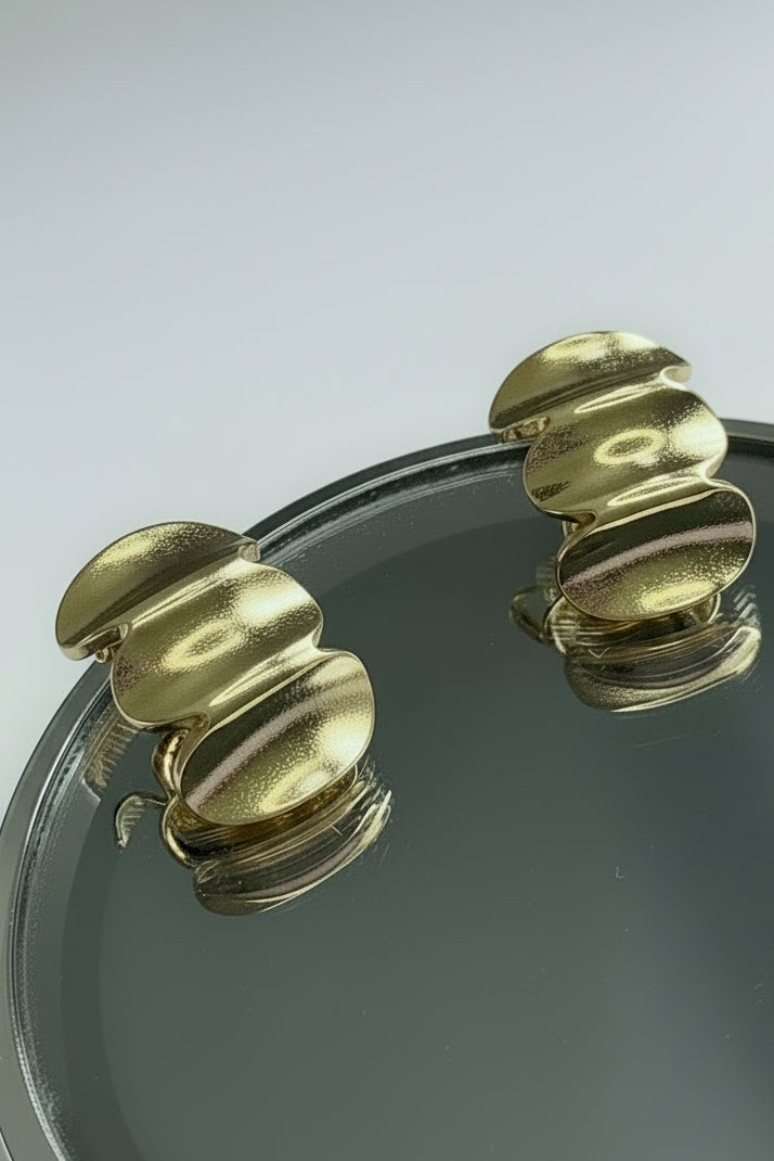 Triple-Tiered Wave Anti-Tarnish Studs
