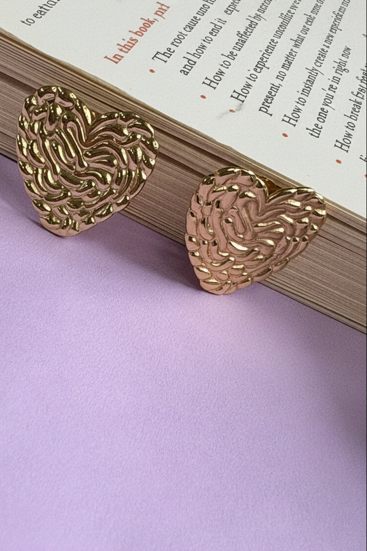 Intricate Rope-Textured Anti-Tarnish Heart Earring