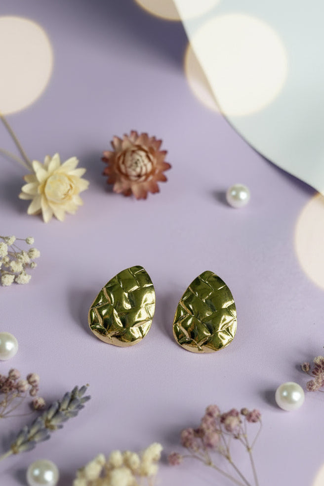 Teardrop Woven-Texture Anti-Tarnish Studs