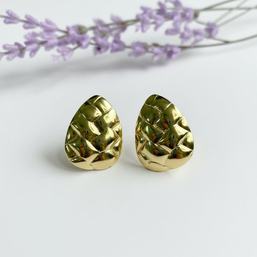 Teardrop Woven-Texture Anti-Tarnish Studs