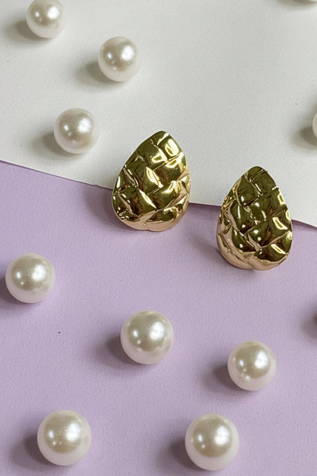 Teardrop Woven-Texture Anti-Tarnish Studs