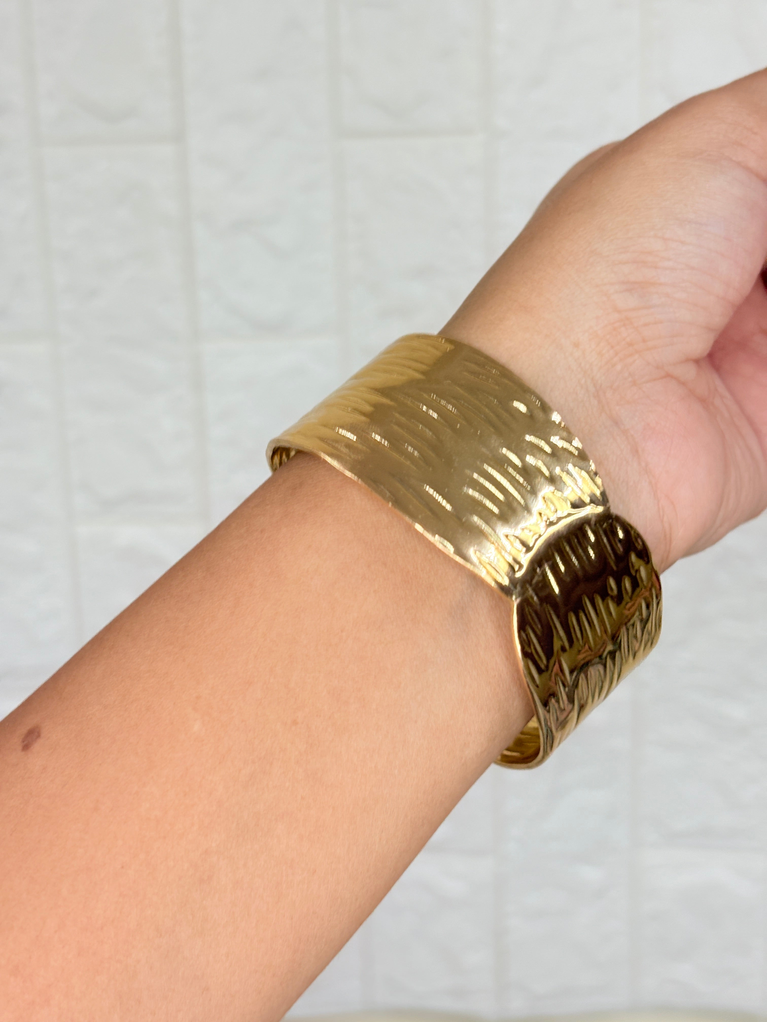 Textured gold cuff bracelet