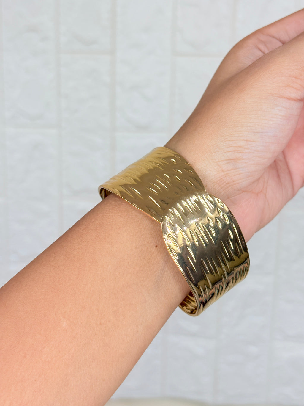 Textured gold cuff bracelet